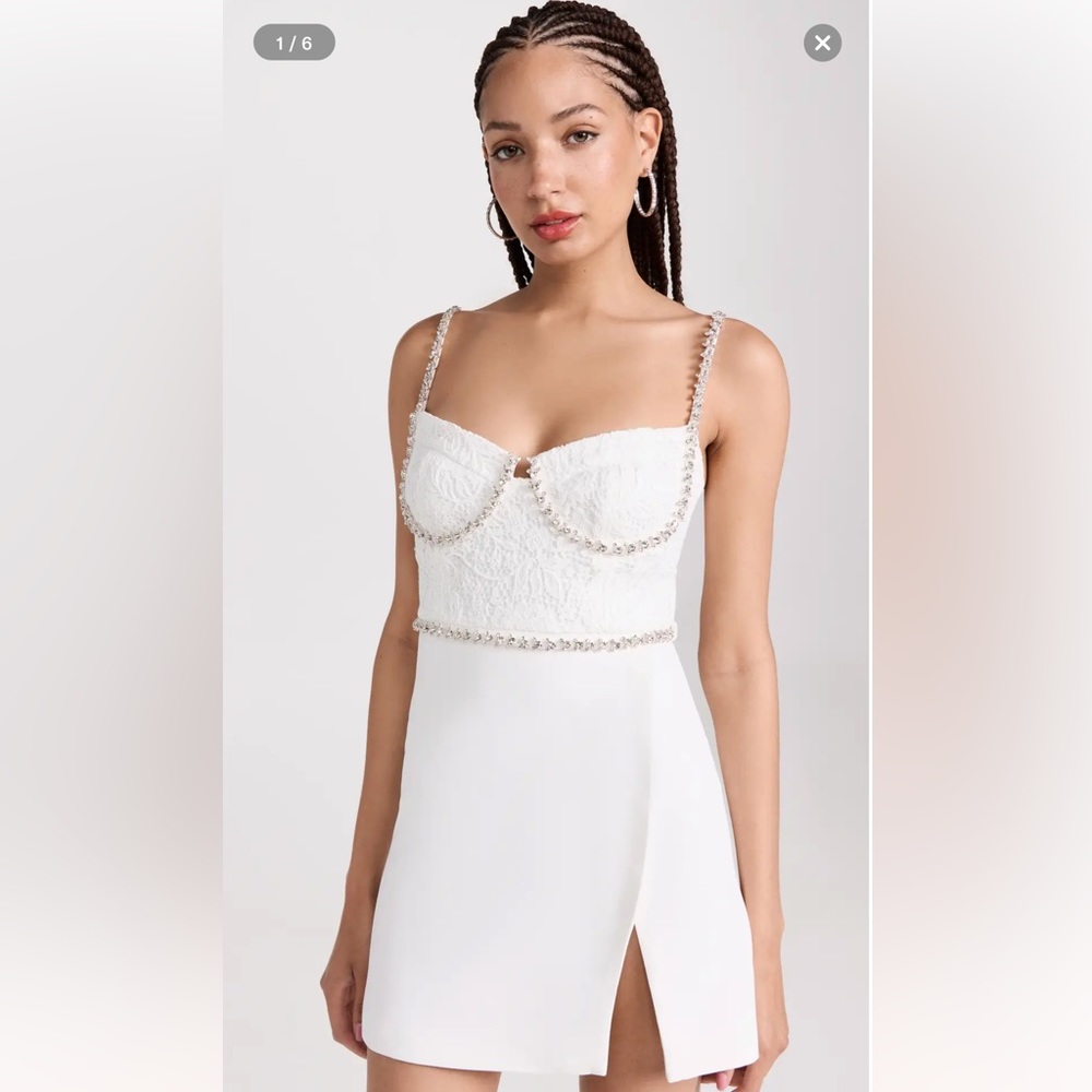 Self Portrait White Lace Bodice Mini Dress. Worn Once